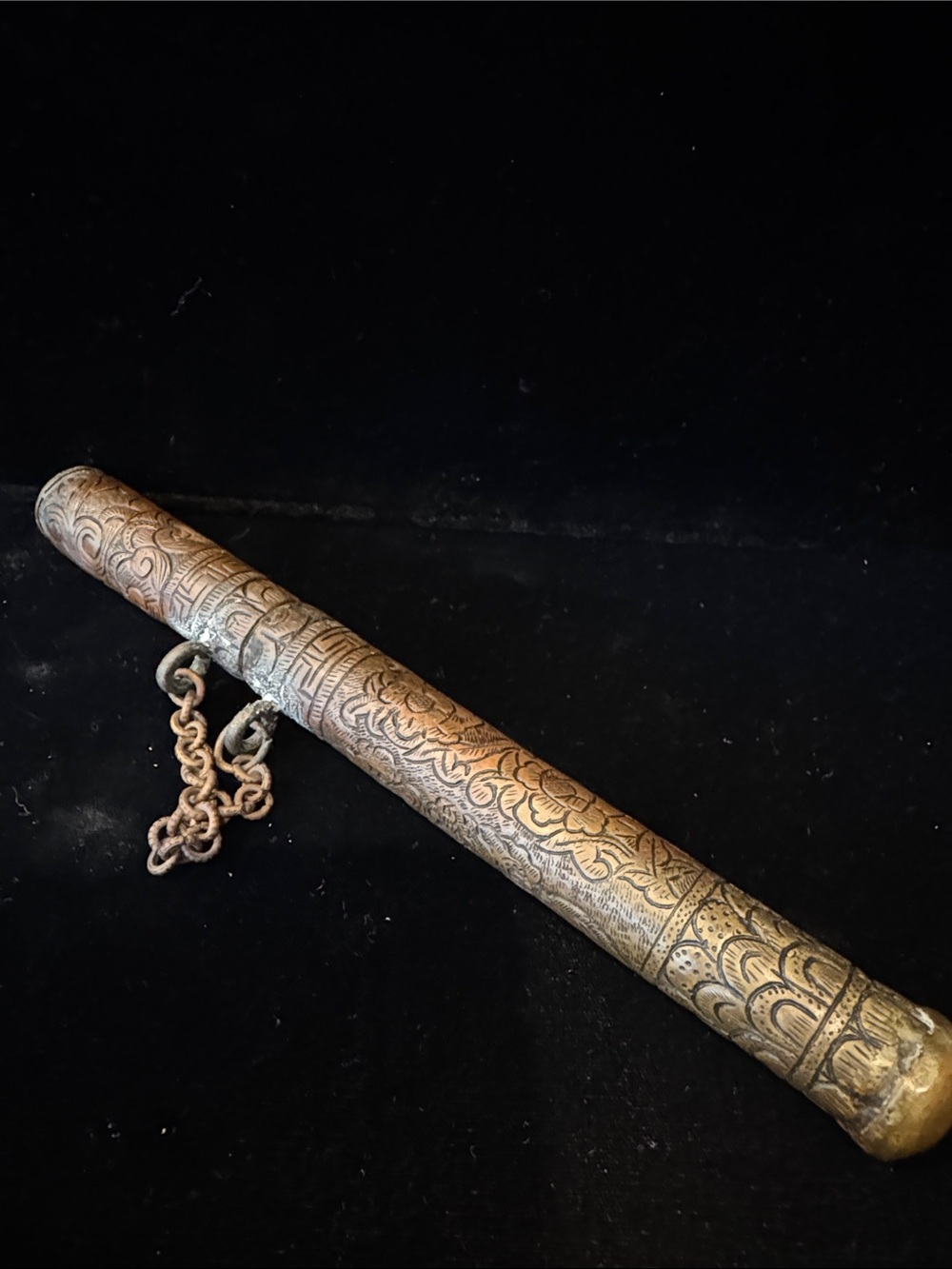 Antique Copper Scroll Holder or Prayer Tube of Asian or Middle Eastern origin